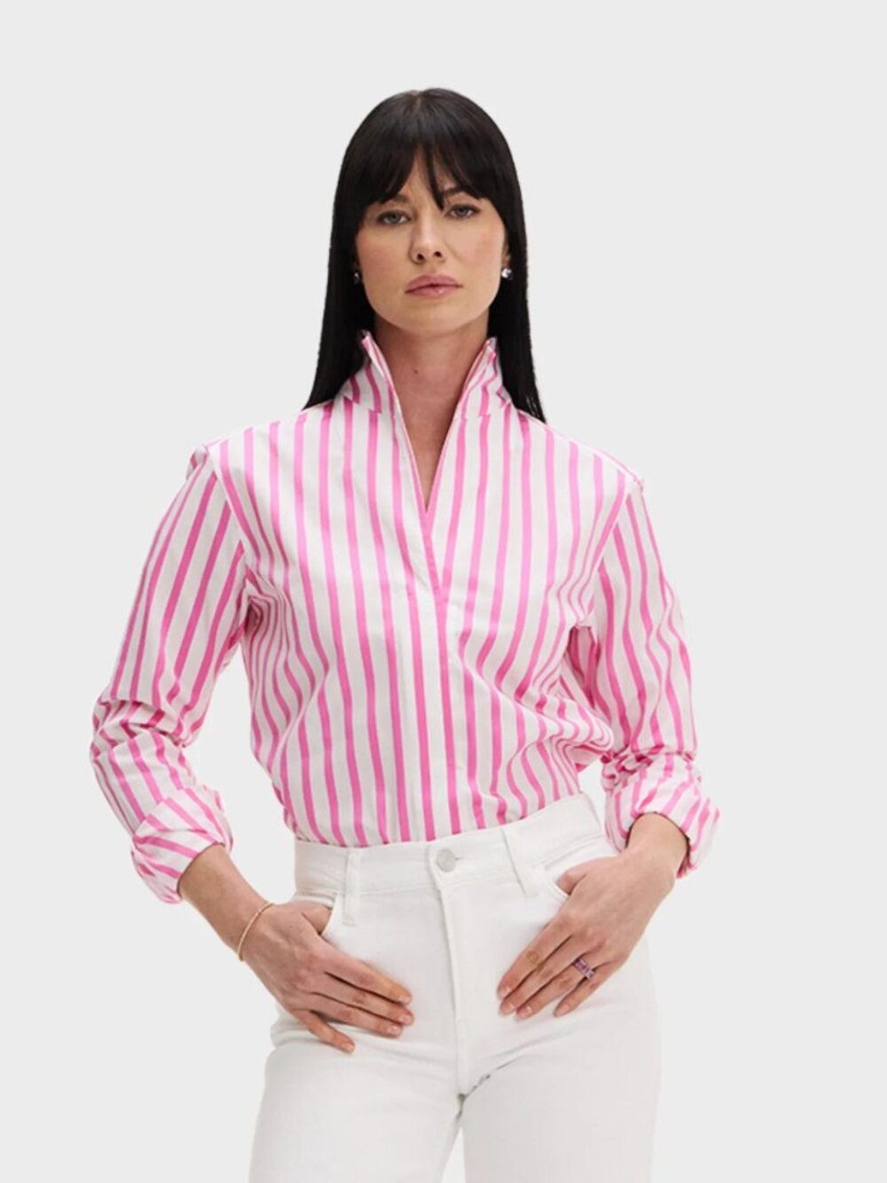 Sarah Alexandra Sz 6 Pink Stripe Cotton Signature Shirt Button Down